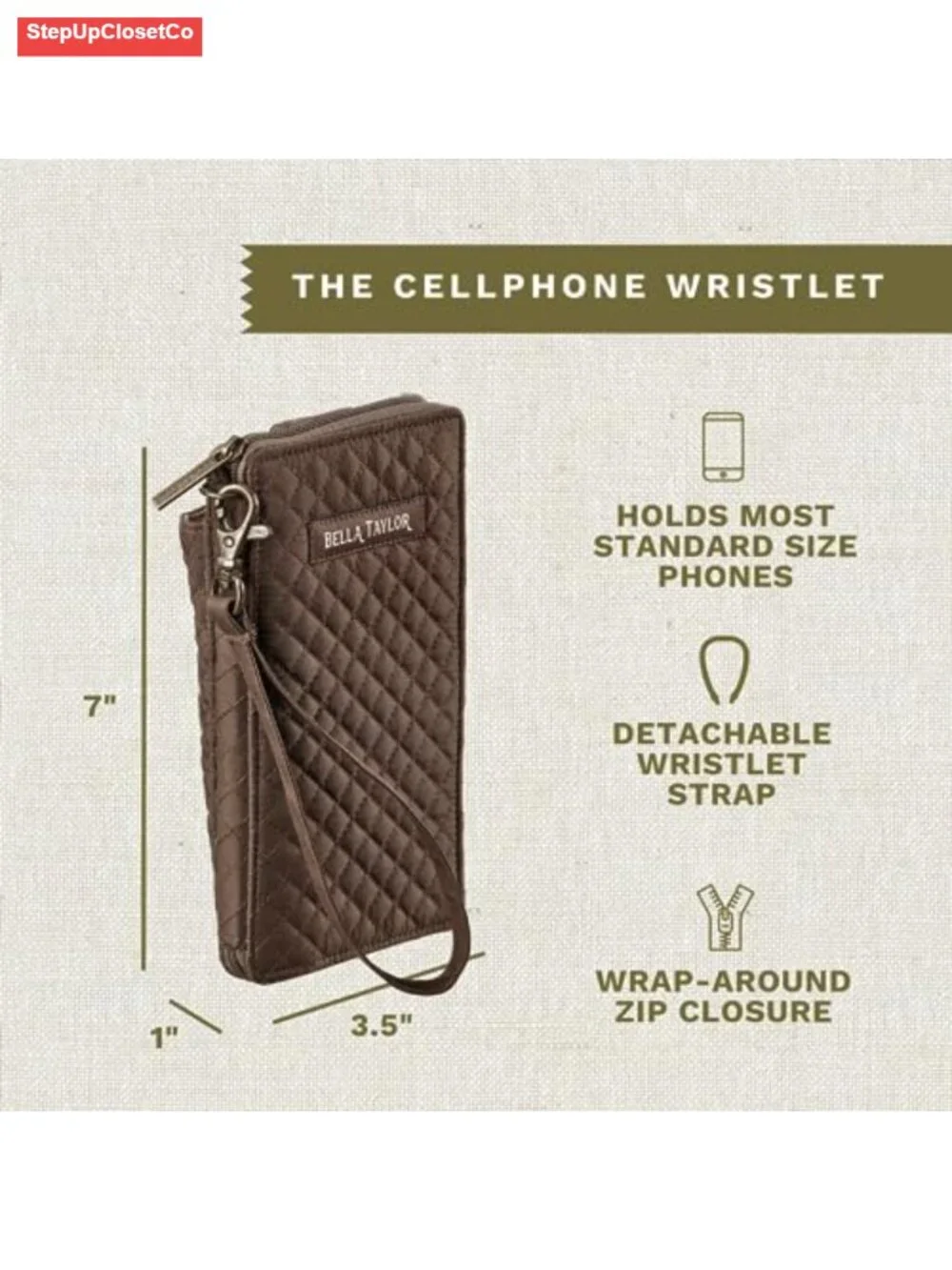 Quilted Microfiber Wristlet Wallet with Phone Pocket RFID Protection